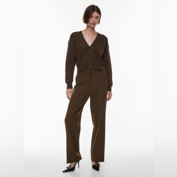 Aritzia Babaton Luxe Cashmere Canberra Cardigan in Coffee Bean Brown size Large - Picture 3 of 12